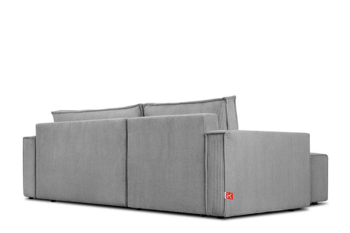 ECKSOFA-LINKS/RECHTS NAPI Schlaffunktion mit Cordbezug, hellgrau - Hellgrau/Schwarz, Textil (246/148cm) - KONSIMO®
