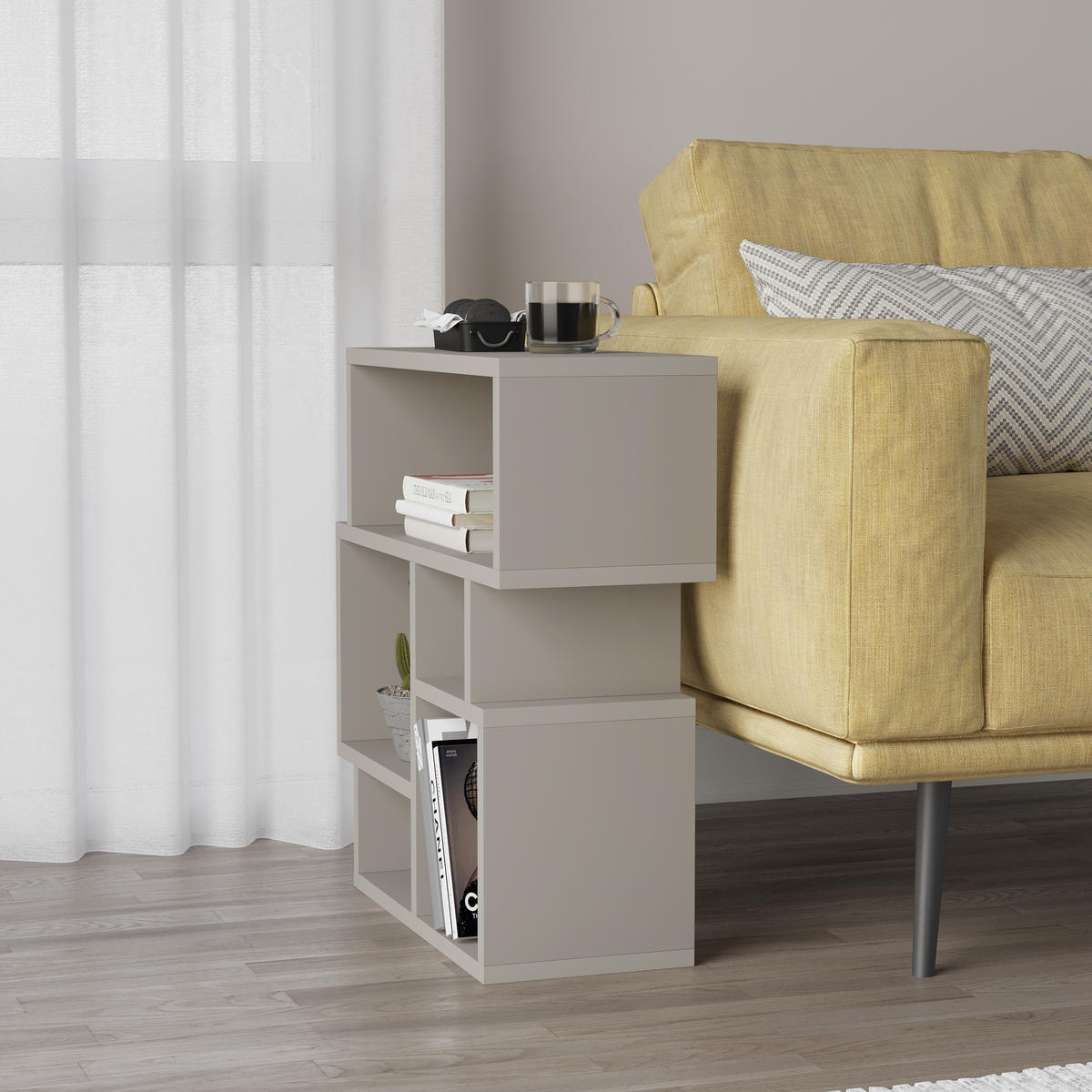 BEISTELLTISCH Karma Sandstein 60.4/59/22 cm - Beige, Holzwerkstoff (22/59/60.4cm) - Decortie