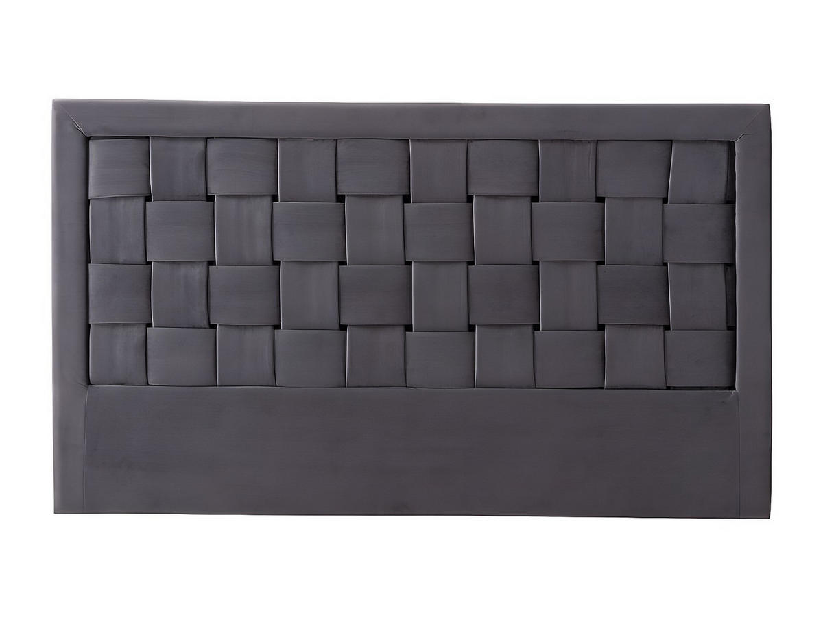 BETTKOPFTEIL - Samt - 160 cm - Dunkelgrau - JENNA - Grau, Textil (160/92/7cm) - Vente-Unique