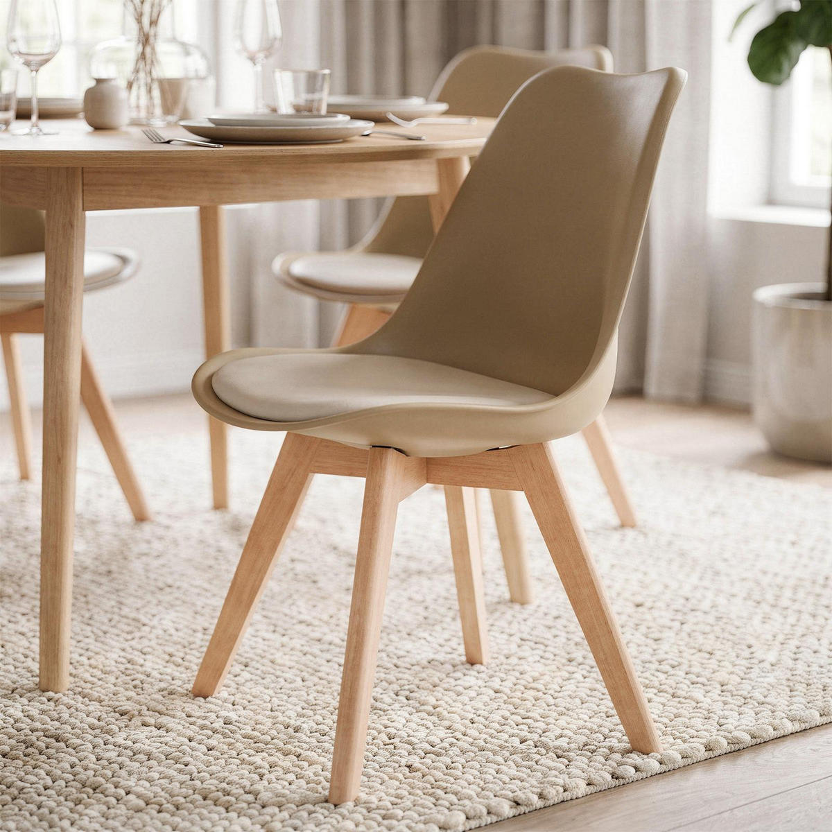 ESSZIMMERSTÜHLE ABBY 4er-Set champagne - Champagner, Textil (49/82/53cm) - IDIMEX