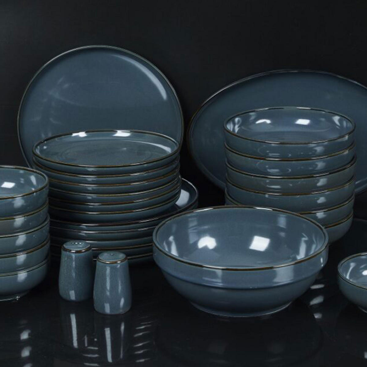 GESCHIRRSET Milano 28-tlg. Blue - Blau, Keramik (41/38/38cm) - Mulex