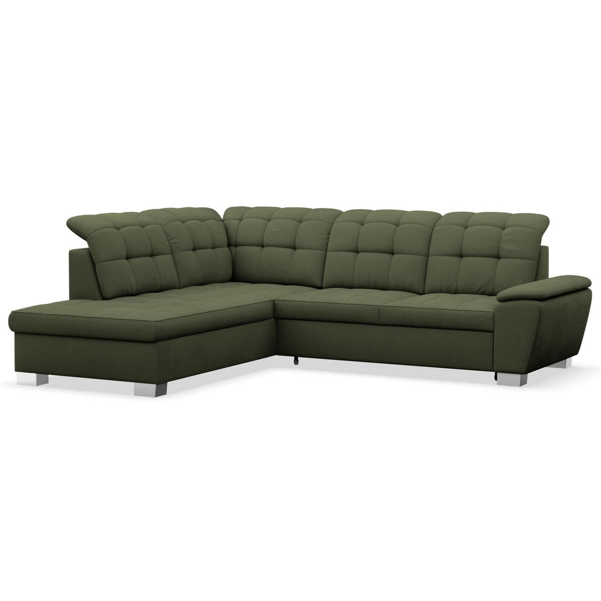 ECKSOFA Jamaal Khaki linksseitig - Schwarz/Grün, Textil (258/212cm) - Selsey