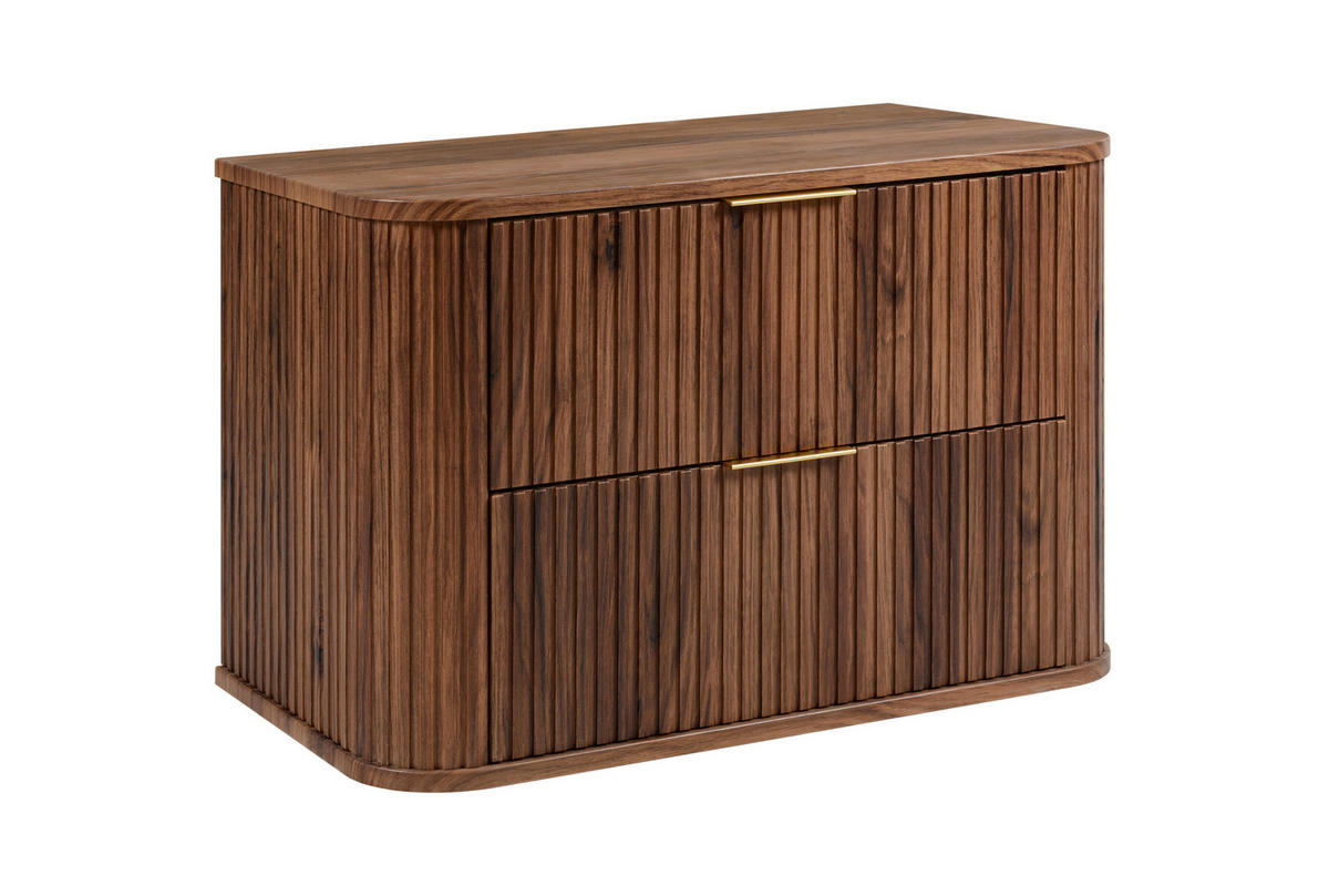BADEZIMMERSCHRANK, Eiche-Nussbaum, Goldene Griffe, 41,5 x 80 x 51,7 cm - Dunkelbraun/Goldfarben, Holzwerkstoff/Kunststoff (80.4/51.7/41.5cm) - 3XE LIVING