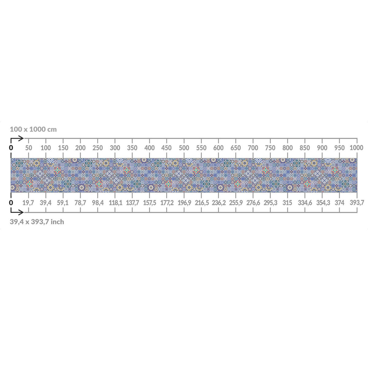 BALKON SICHTSCHUTZ Fliesenspiegel - Aufwändige Portugiesische Fliesen 150/100 cm - Blau, Kunststoff (150/100cm) - Bilderwelten