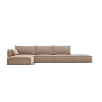 ECKSOFA links Kaelle aus Samt beige 5 Sitzplätze - Beige, Textil (171/364cm) - Micadoni
