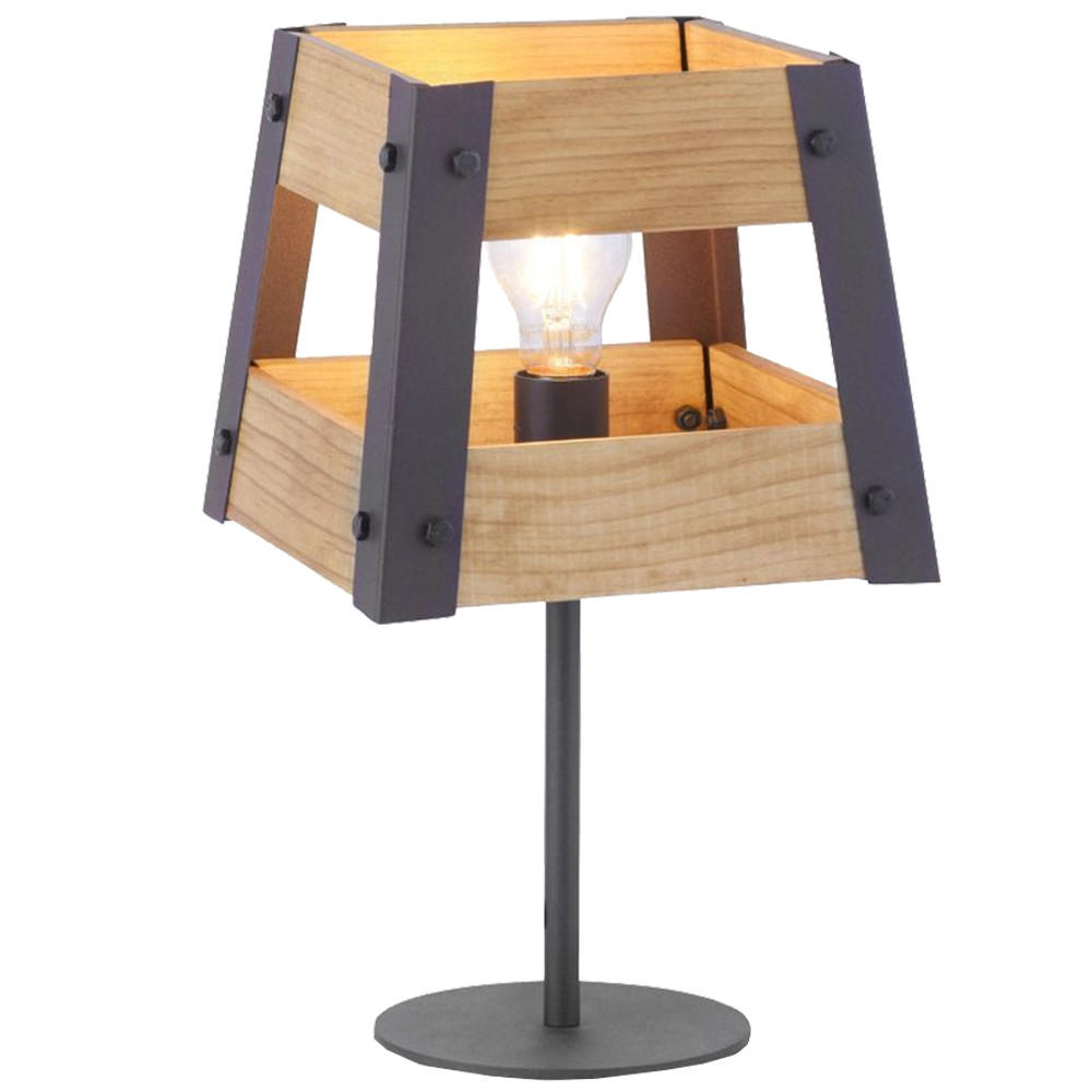 TISCHLEUCHTE CRATE Braun Schwarz Holz Eisen - Braun, Holz (23/23/40cm)