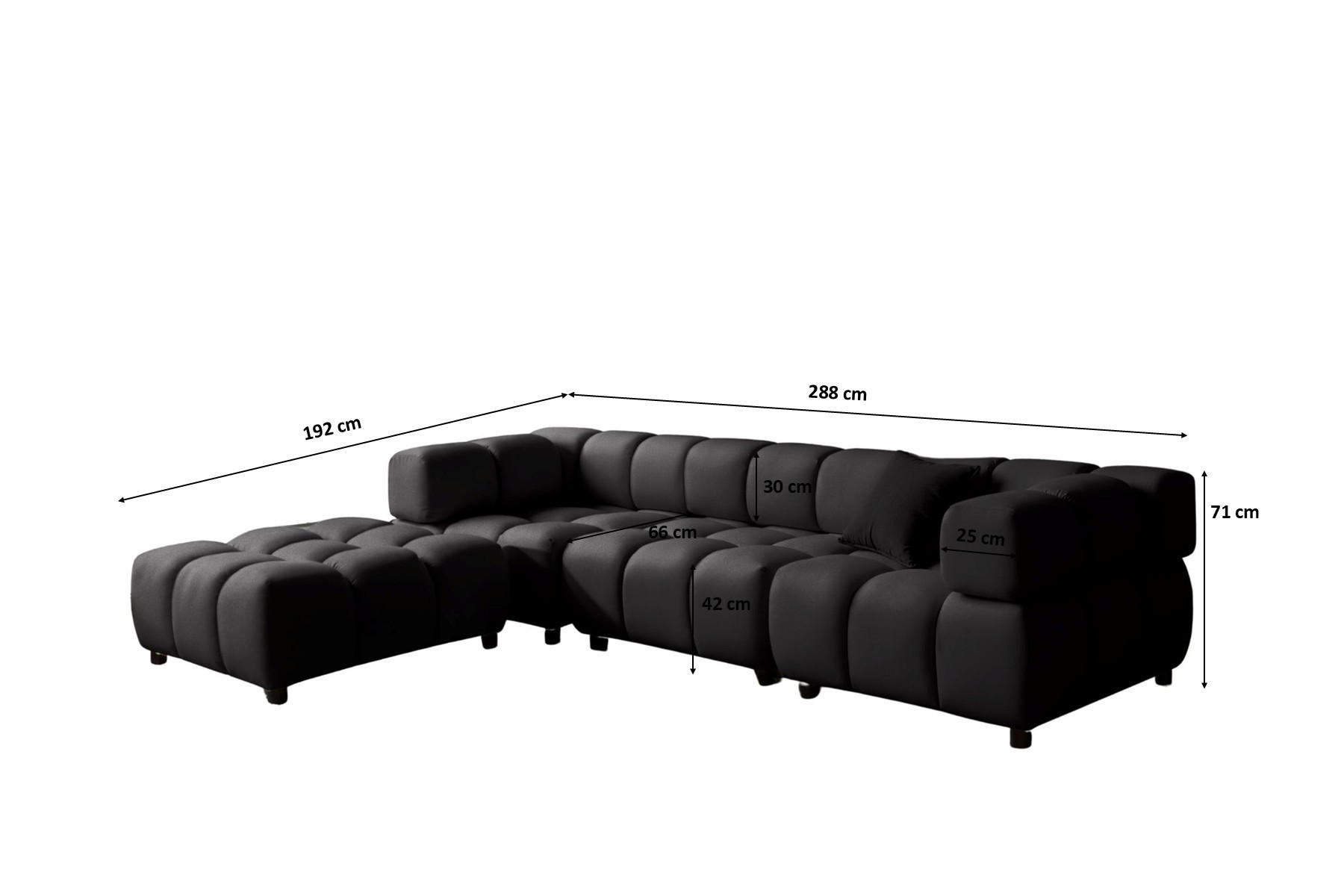 Thumbnail - Kaiser Möbel Ecksofa, Schwarz, Holz, L-Form, 288x192 cm, Wohnzimmer, Sofas & Couches, Wohnlandschaften, Ecksofas