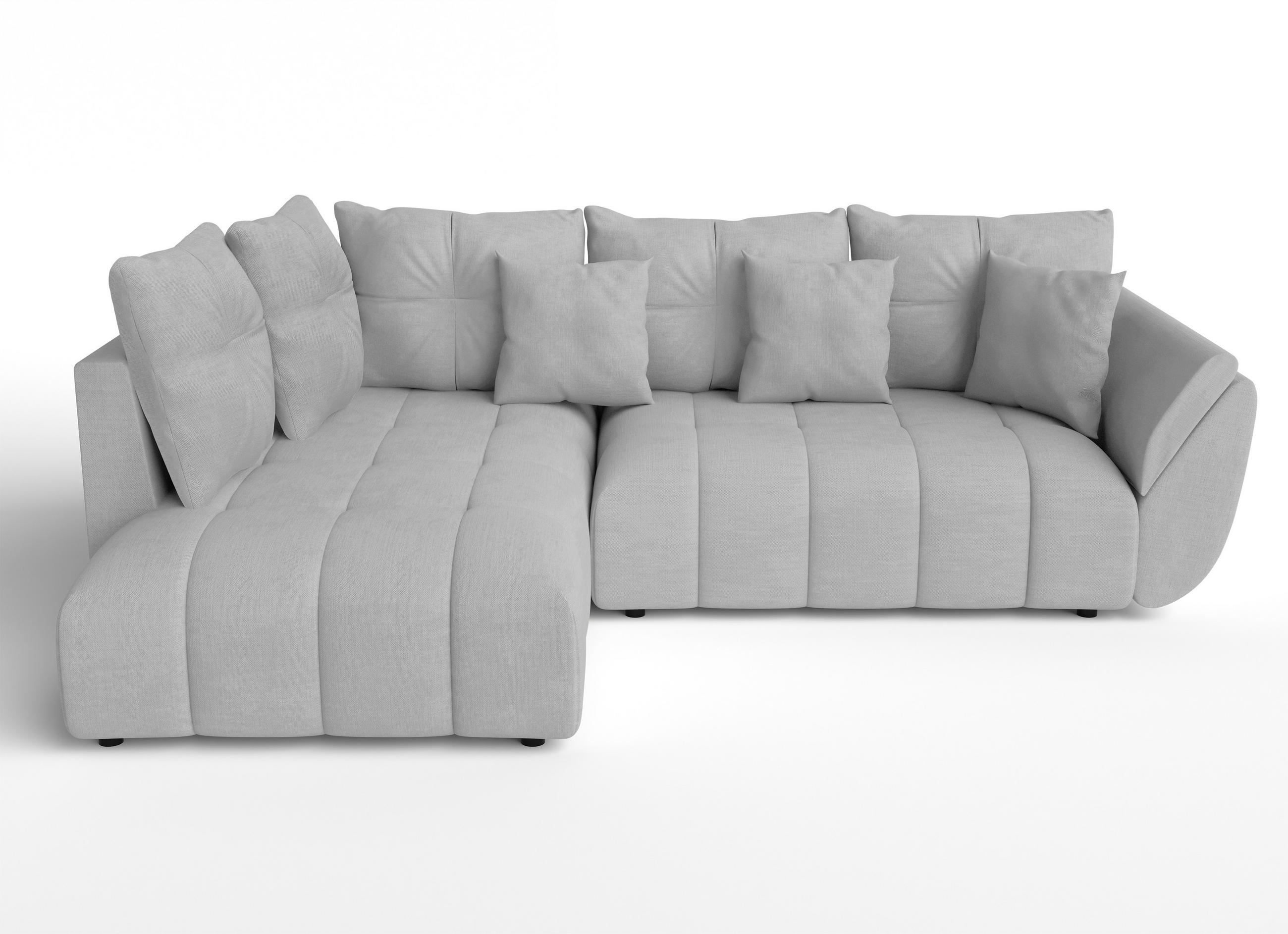 ECKSOFA L Form Corleone Hellgrau 266/190/91 cm mit Schlaffunktion - Hellgrau/Schwarz, Kunststoff/Textil (266/182cm) - AX Living