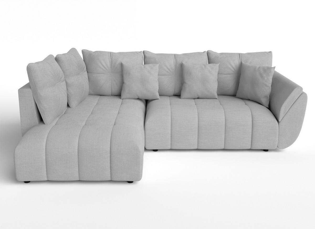 ECKSOFA L Form Corleone Hellgrau 266/190/91 cm mit Schlaffunktion - Hellgrau/Schwarz, Kunststoff/Textil (266/182cm) - AX Living