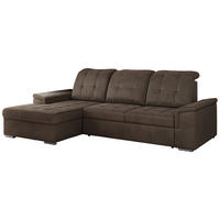 ECKSOFA MADRITO L - Braun Velorus - Links - Silberfarben/Braun, Textil/Metall (160/256cm)
