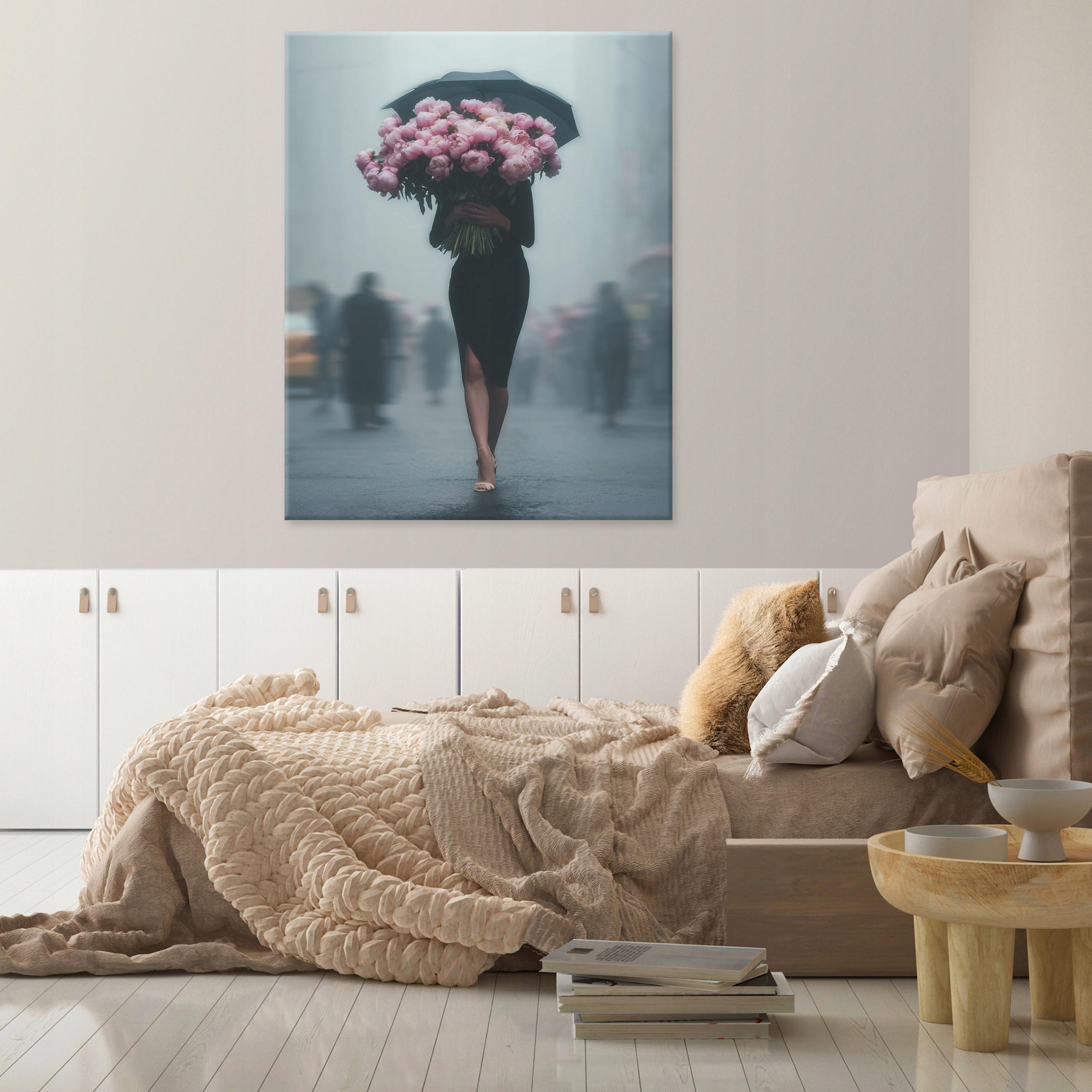 WANDBILDER Frau Blumen Modern 100x70 - Multicolor, Holzwerkstoff (70/100cm) - Wallarena