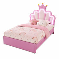 KINDERBETT 90/200 cm in Rosa mit 2 Schubladen, LED und Verstellbarem Kopfteil aus PU - Rosa, Holzwerkstoff/Textil (90/200cm) - CHICFURN
