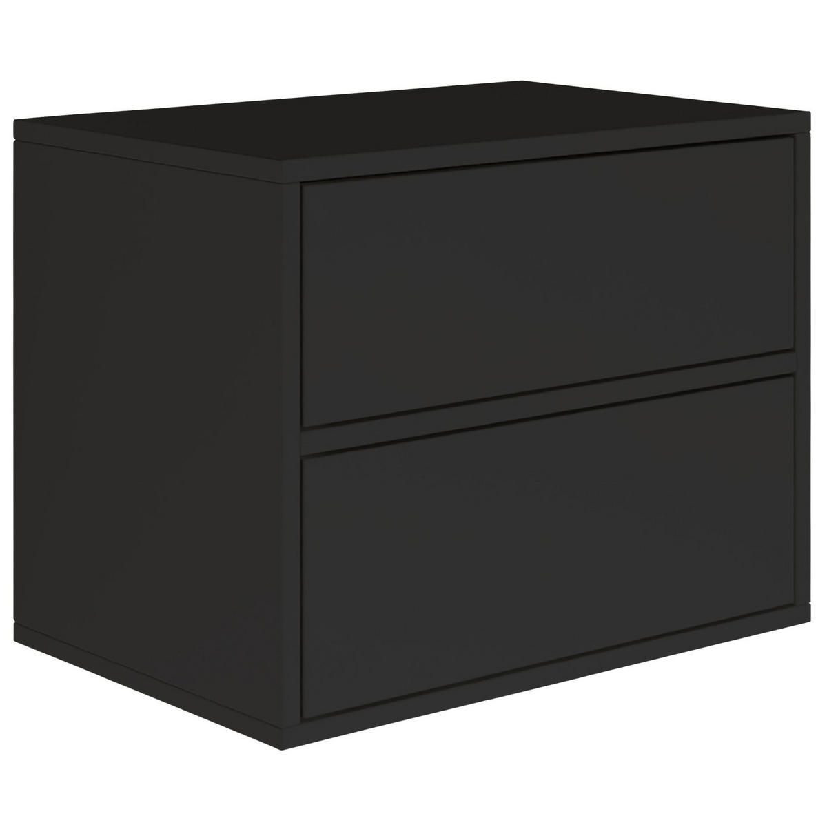 NACHTTISCH hängend Framme Schwarz mit 2 Schubladen, 50 cm - Schwarz, Holzwerkstoff (50/40/36cm) - Selsey