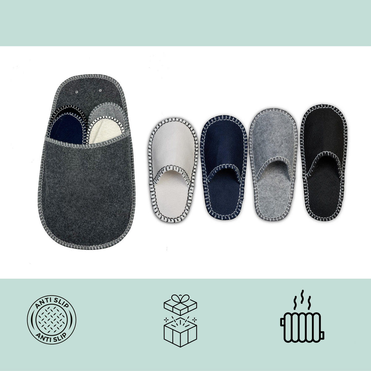 6XPANTOFLE pro hosty - různobarevná, textil (28/50/6cm) - Relaxdays