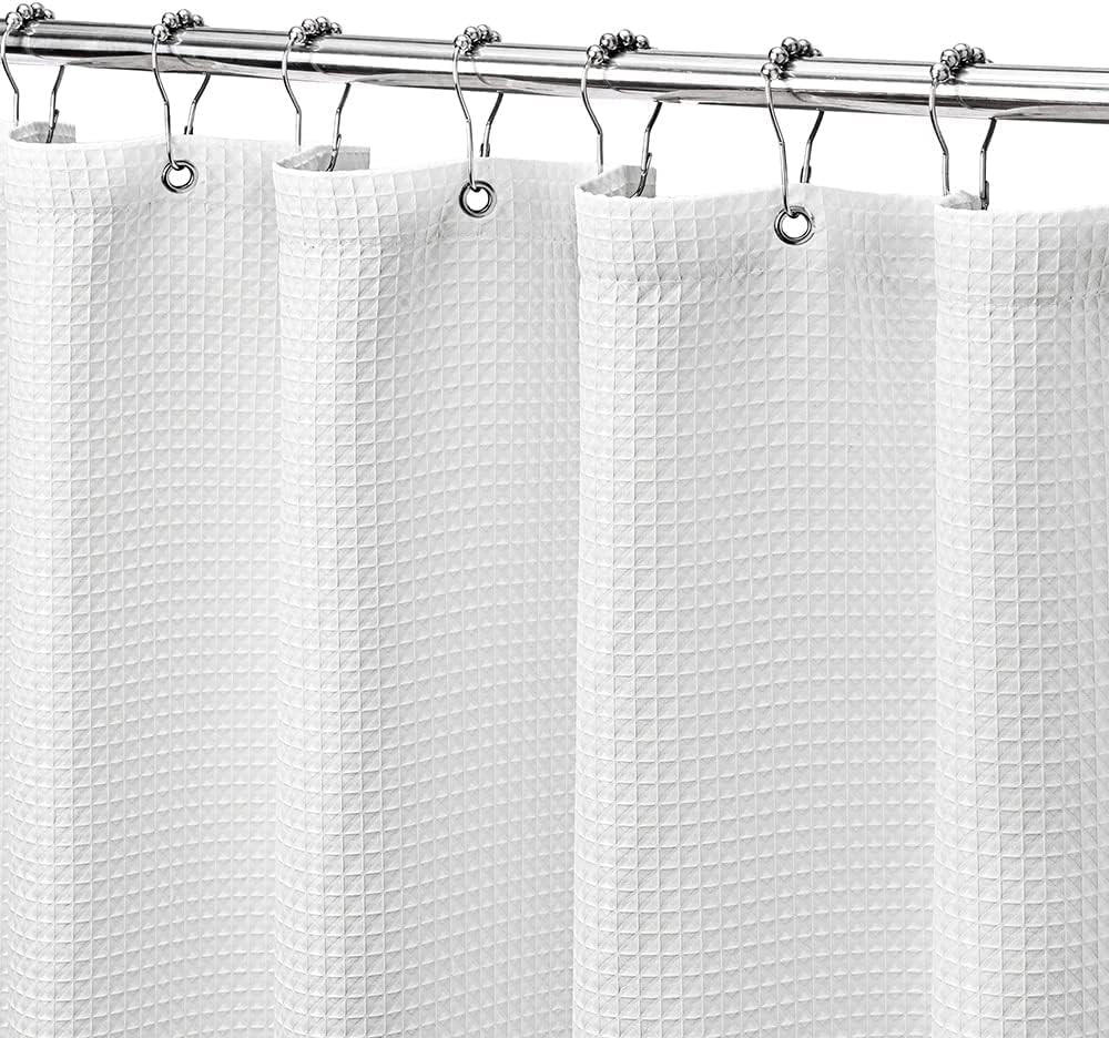 DUSCHVORHANG Weiß 80 x 180 cm Waffelstruktur Luxus wasserabweisend schlicht langlebig fürs Badezimmer - Weiß, Textil (180/80cm) - MCBOSON