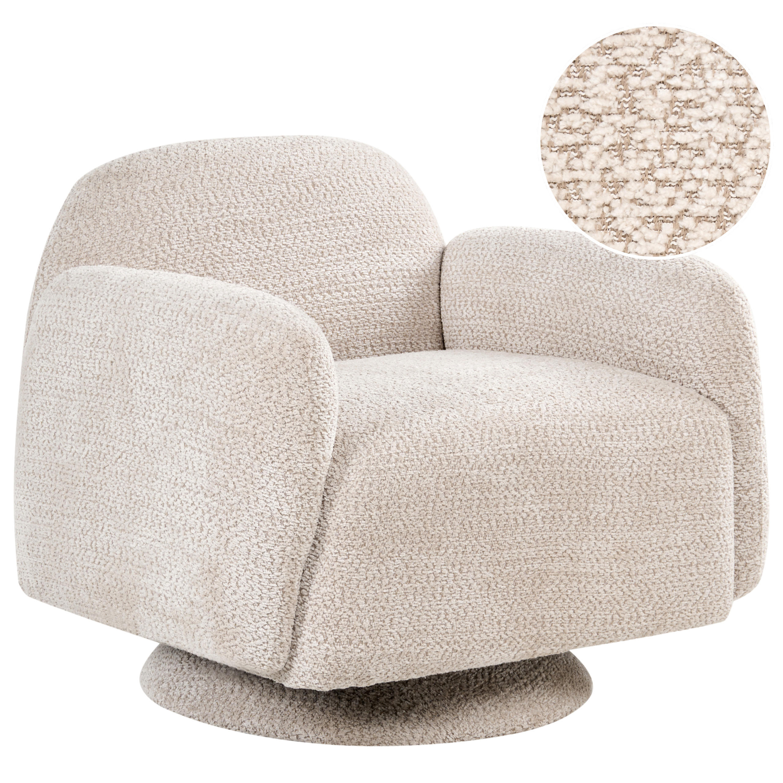 DREHSESSEL Stoff Beige Aapua - Beige, Textil (82/74/72cm) - Beliani