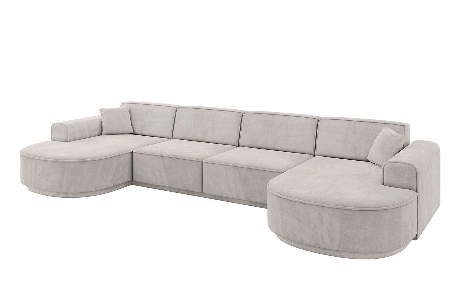 WOHNLANDSCHAFT MARI-U2-v3 - 388x171x83 cm Hellbraun Velours - Hellbraun/Schwarz, Holzwerkstoff/Kunststoff (388/83/171cm) - ALTDECOR