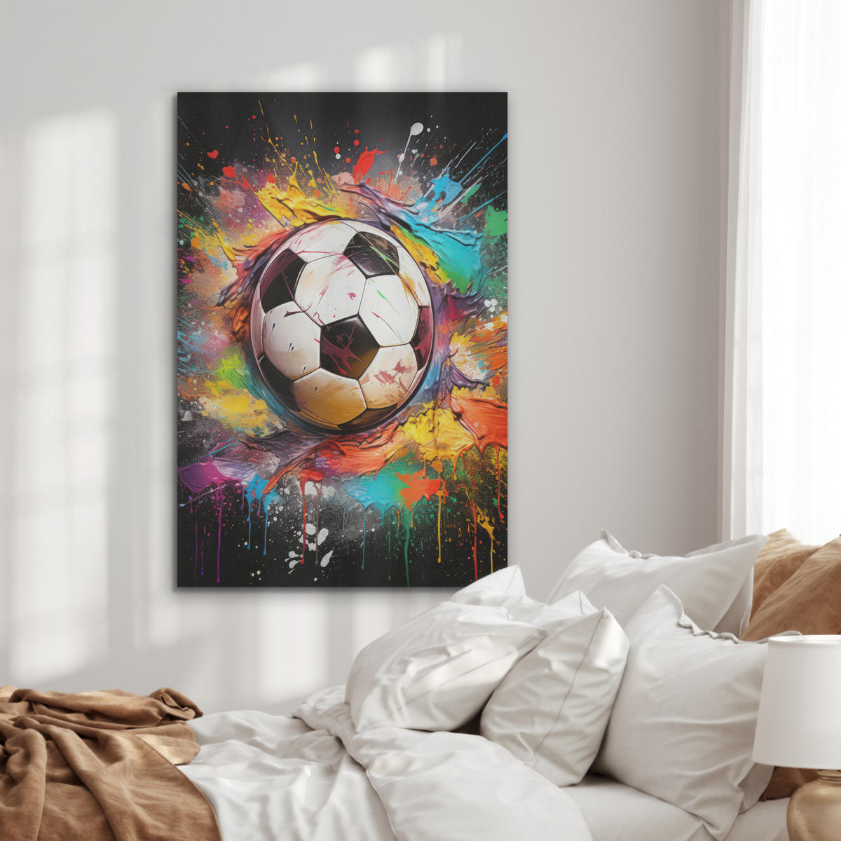 AKUSTIKPANEEL Fußball - Farbe - Farben - Schwarz - Weiß 70x100 cm - Weiß, Textil (70/0.9/100cm) - MuchoWow