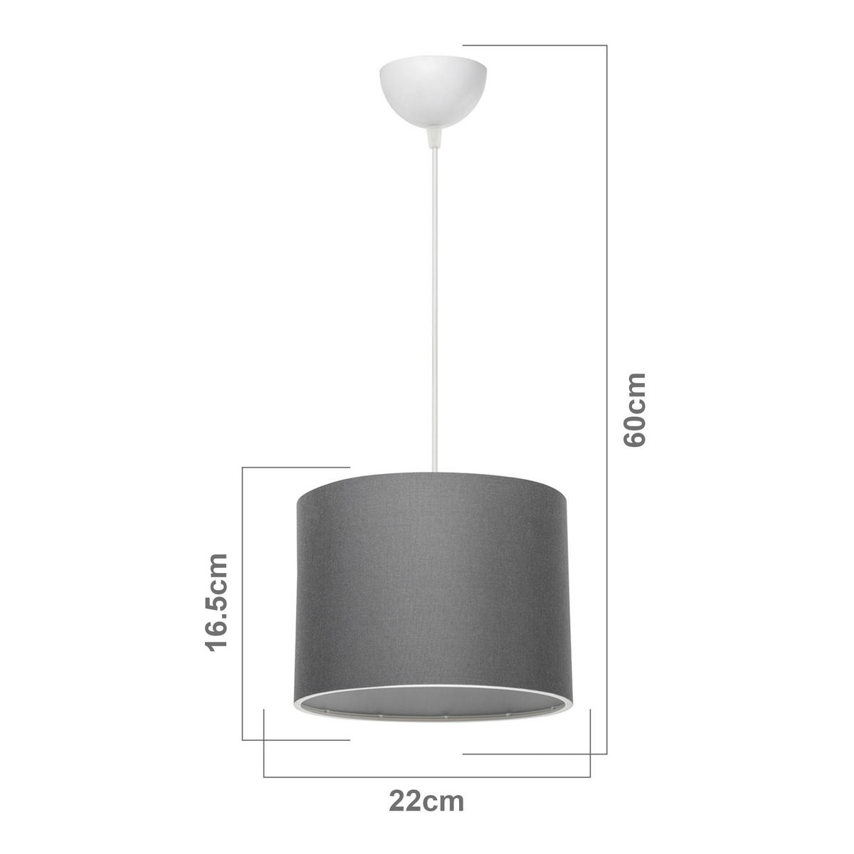 HÄNGELAMPE Willenhall - Grau, Textil (22/22/60cm) - lux.pro