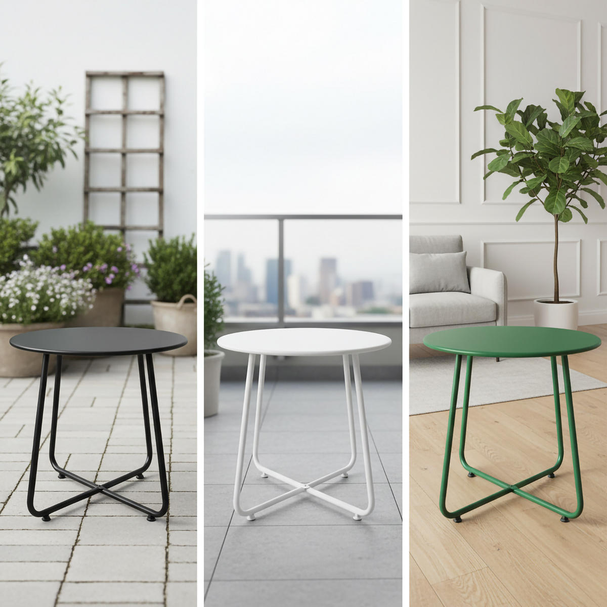 BEISTELLTISCH - Grün, Metall (44/44/46cm) - Relaxdays