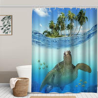 DUSCHVORHANG Schildkröte Muster 100% Polyester für Badewanne und Badezimmer waschbar schimmelresistent antibakteriell - Multicolor, Textil (180/180cm) - MCBOSON