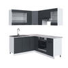 ECKKÜCHE Fame-Line Anthrazit Landhaus/Weiß 160 x 190 cm, AP Marmor - Dunkelgrau/Weiß, Holzwerkstoff (190/81.6/60cm) - Vicco