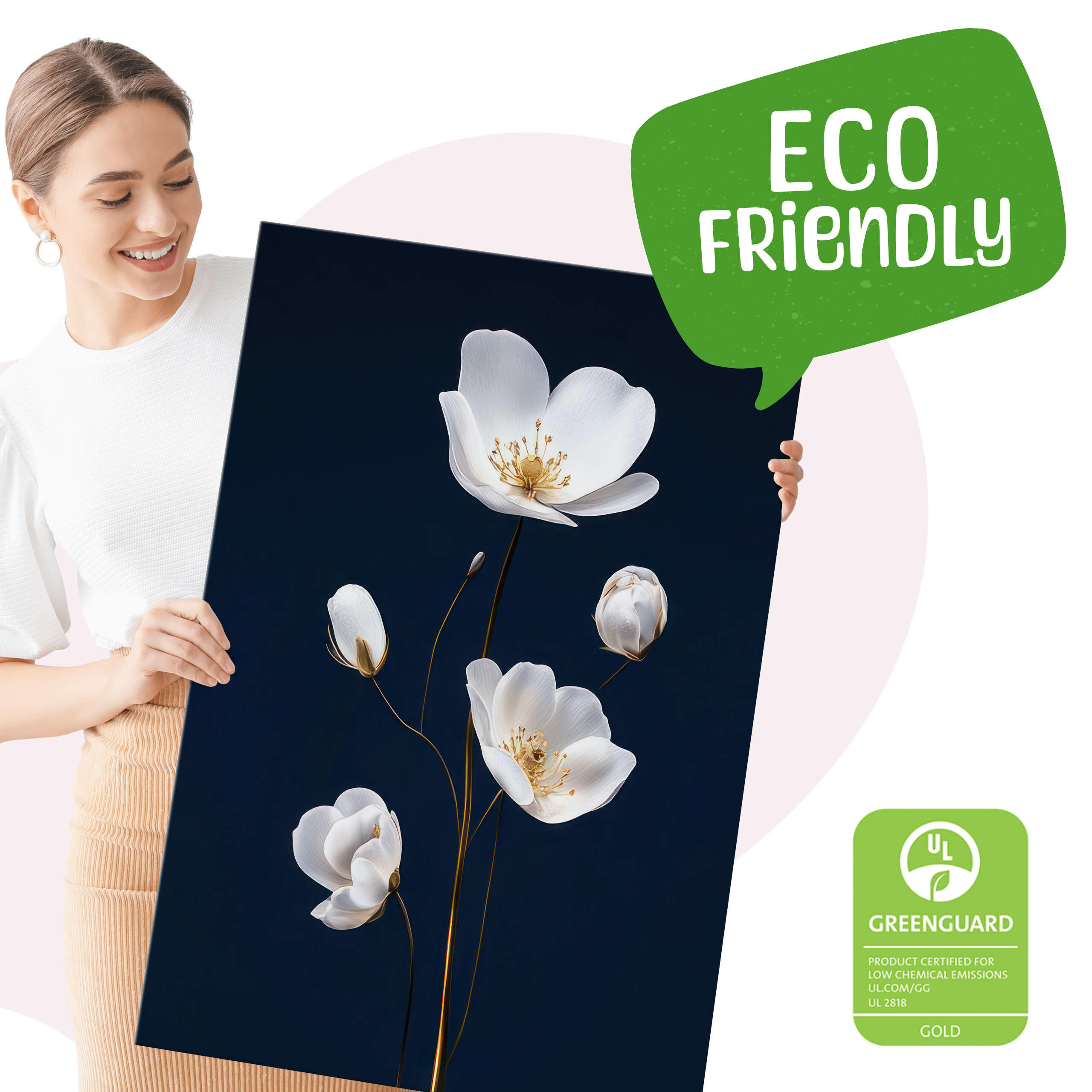 Thumbnail - Muralo Leinwandbilder, Blau, Weiß, Beige, Textil, Floral, Abstrakt, Rechteckig, 90x40 cm, Bilder und Zubehör, Wandbilder...