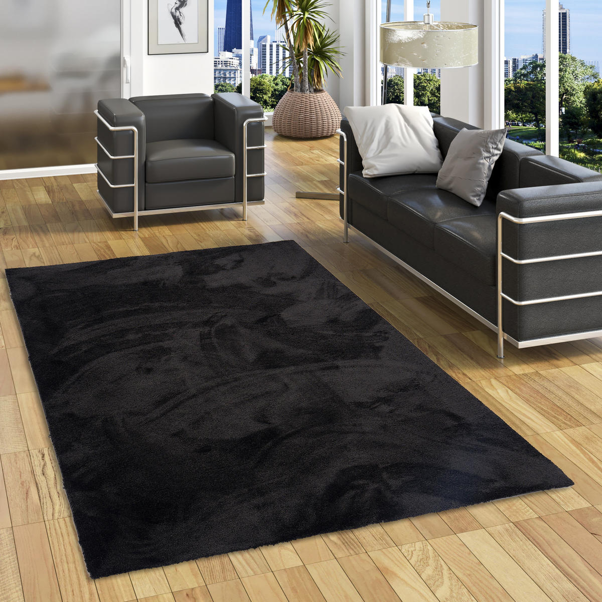 HOCHFLORTEPPICH LIVORNO SUPER SOFT - Schwarz, Textil (80/400cm) - Snapstyle