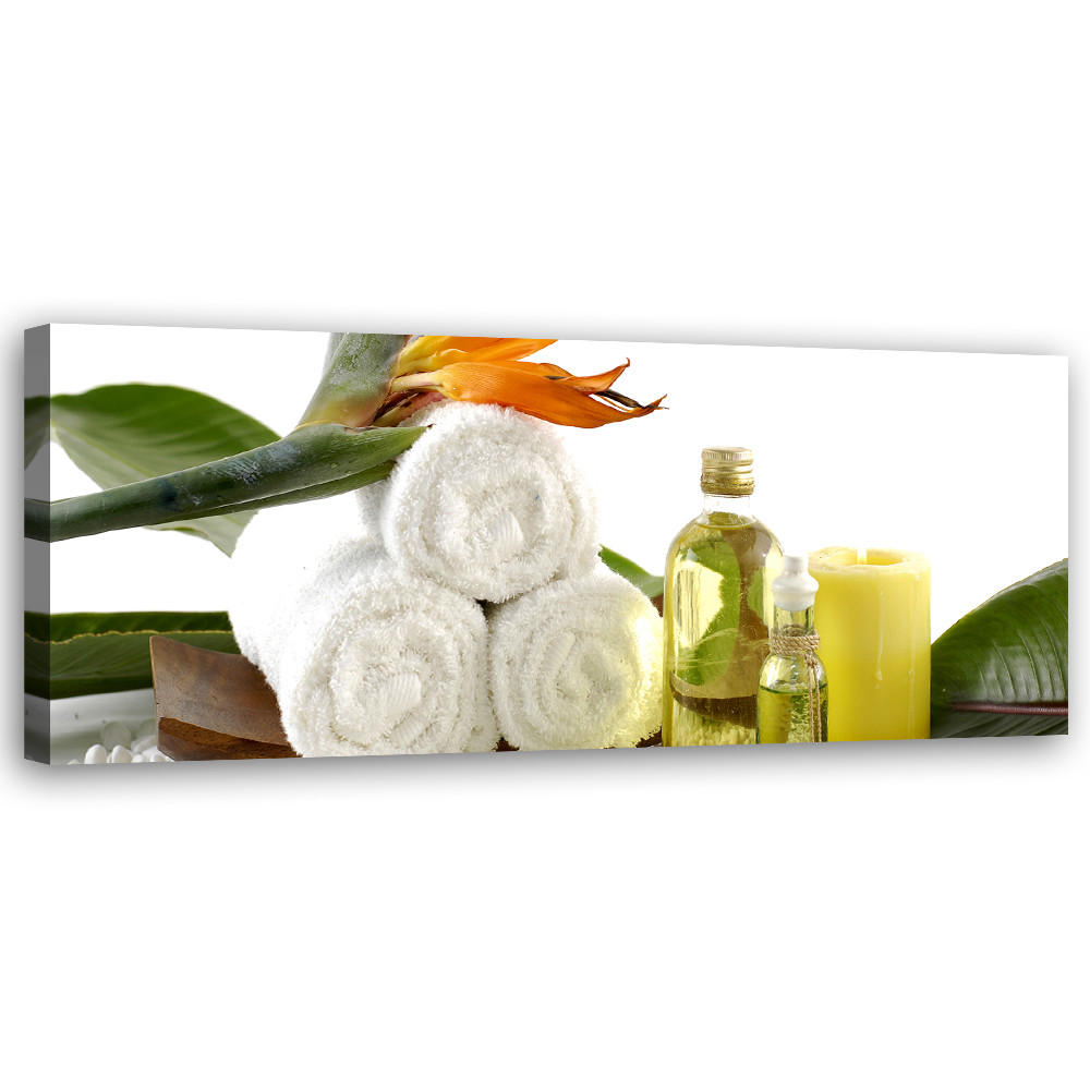 WANDBILD spa set - Weiß, Textil (90/30cm) - Feeby