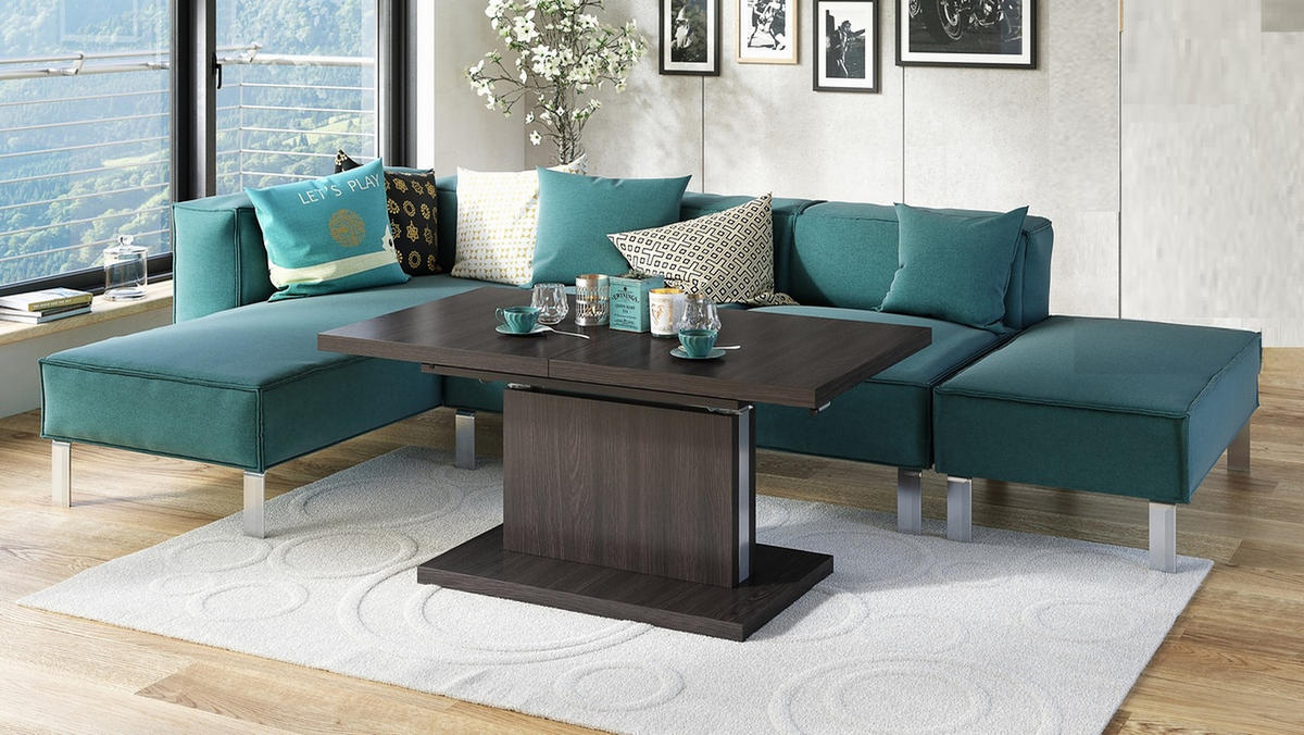 COUCHTISCH rechteckig Walnuss Wenge ausziehbar höhenverstellbar - Wengefarben, Holzwerkstoff (80/120/56cm) - designimpex