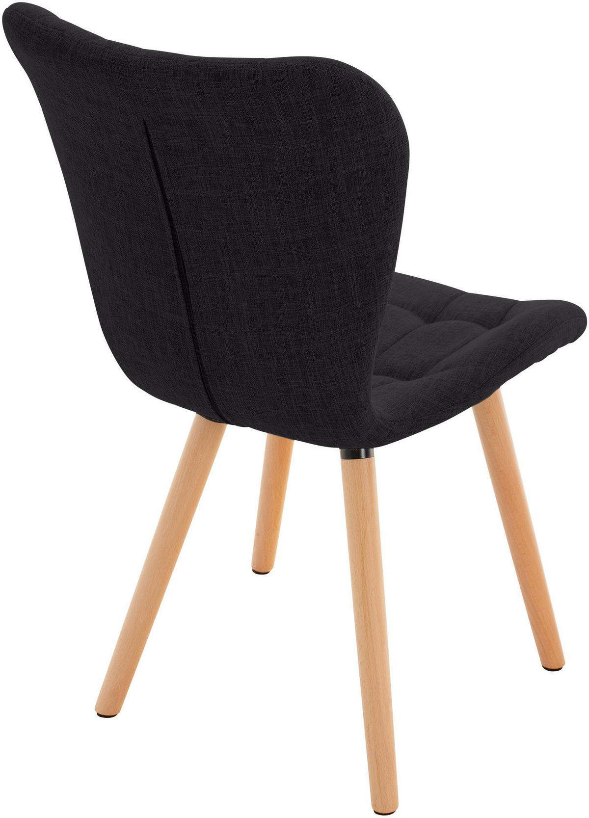 STUHL 2er Set Stoff schwarz - Eukalyptusholzfarben/Schwarz, Holz/Textil (50/88/63cm) - CLP