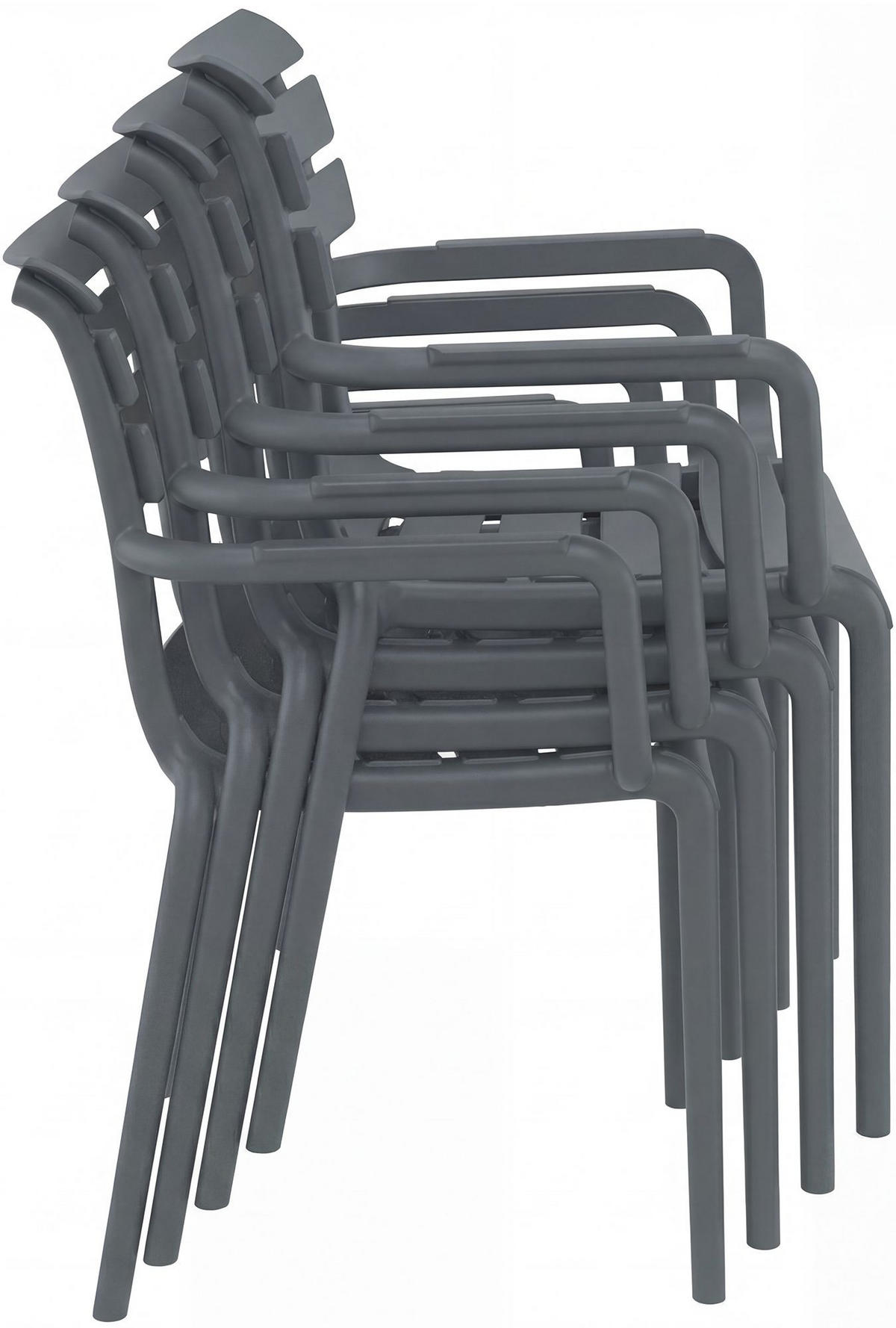 GARTENSTUHL Lars 6er Set 58x59x85cm Kunststoff Dunkelgrau Stapelstuhl - Dunkelgrau, Kunststoff (58/85/59cm) - DELUKE