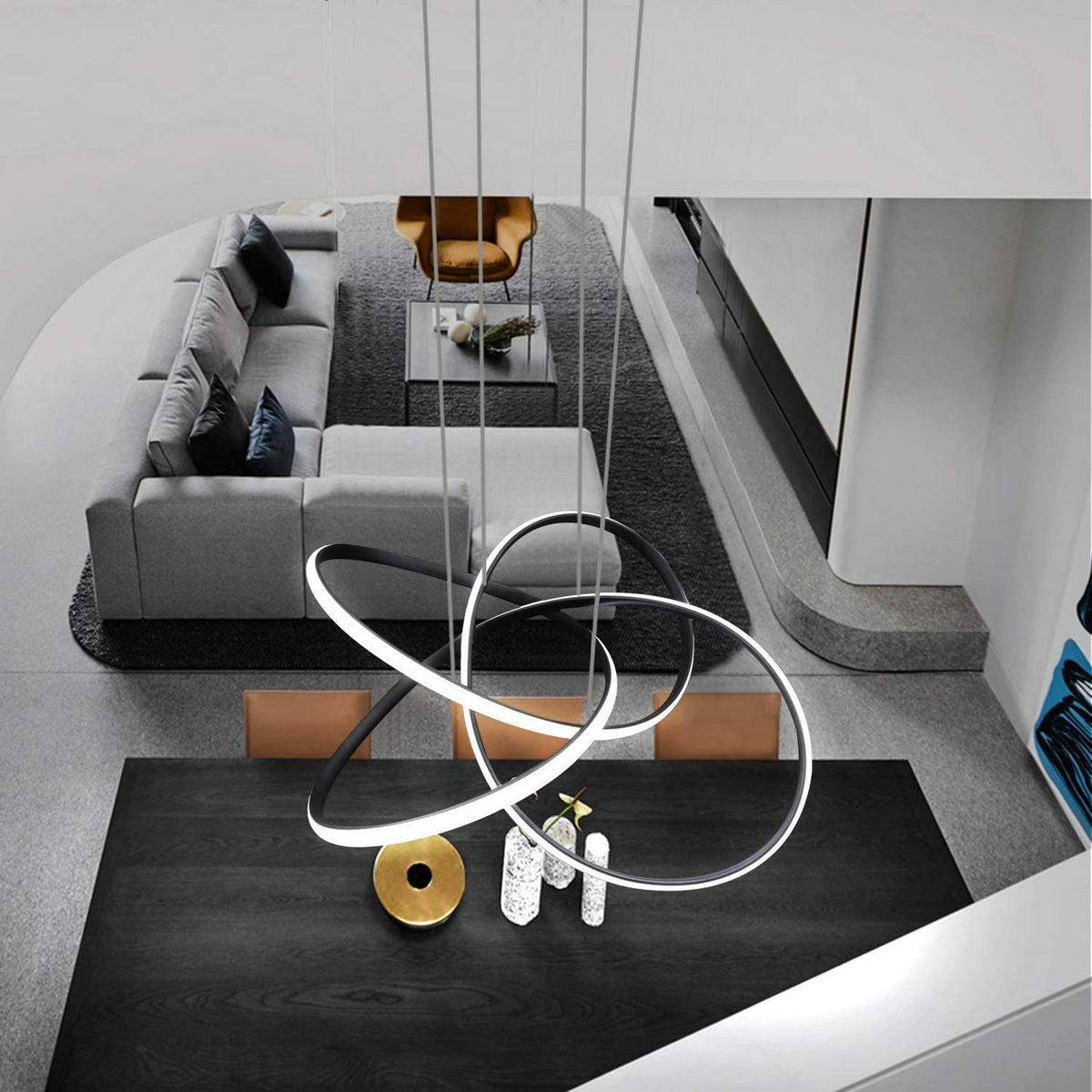 LED-PENDELLEUCHTE Kaelindra 58/150/20 cm - Schwarz, Metall (150/20/150cm) - ZMH