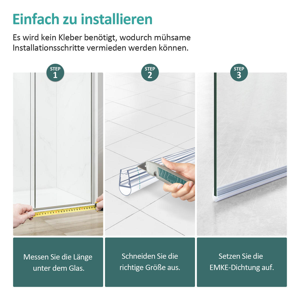WASSERABWEISPROFIL Geeignet für 4–6 mm Sicherheitsglas 80 cm - Transparent, Kunststoff (0.6/1.8/80.3cm) - EMKE