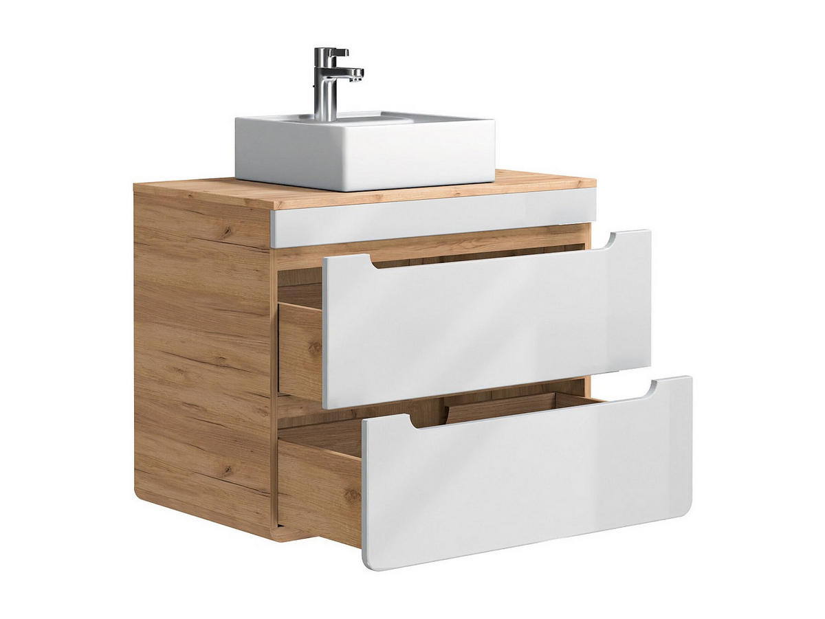 EINZELWASCHTISCH - 80cm x 46cm - MDF - naturfarben hell, weiß - ARUBA - Naturfarben, Holz (80/59/46cm) - Vente-Unique