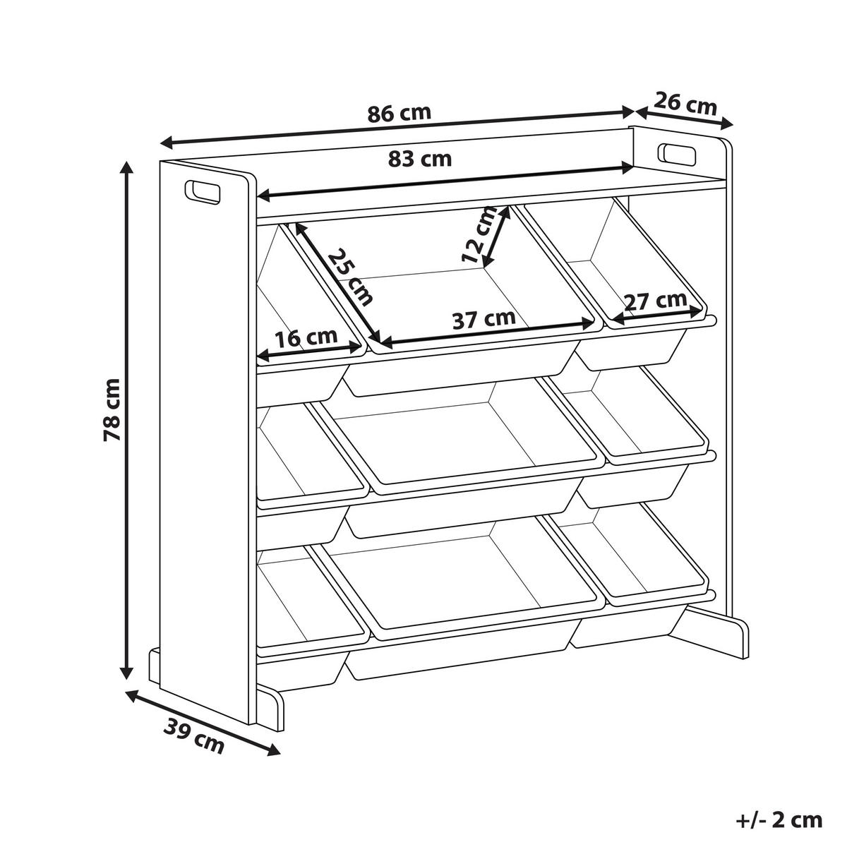 RAFT cu 9 cutii de depozitare 78 cm gri Collie - alb/gri închis, compozit lemnos (86/78/39cm) - Beliani