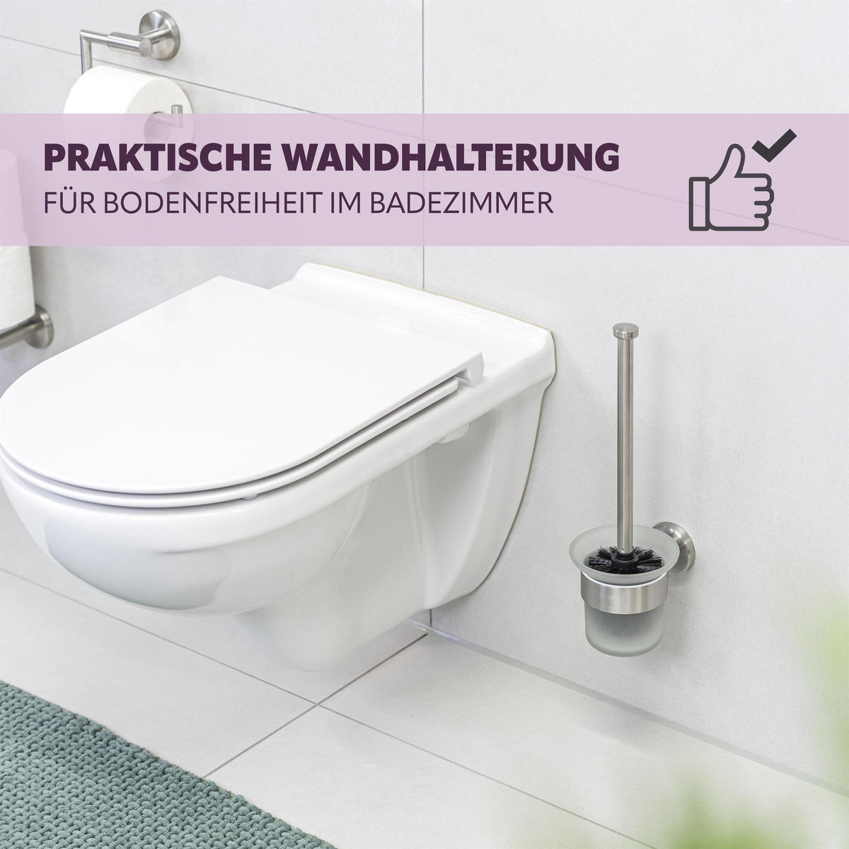 WC-GARNITUR PIAZZA, Edelstahl, matt - Edelstahlfarben, Metall (11.5/35/14.5cm) - bremermann