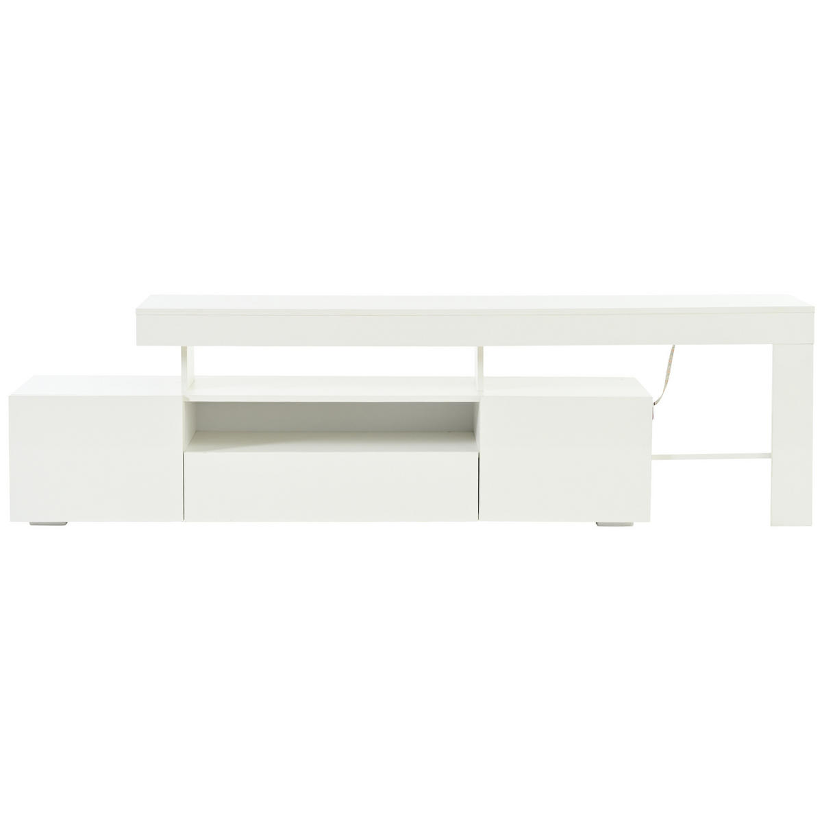 LOWBOARD 192/37/53 cm in Weiß mit LED-Beleuchtung und Hochglanzfront - Weiß, Holzwerkstoff (192/53/37cm) - Flora Grace