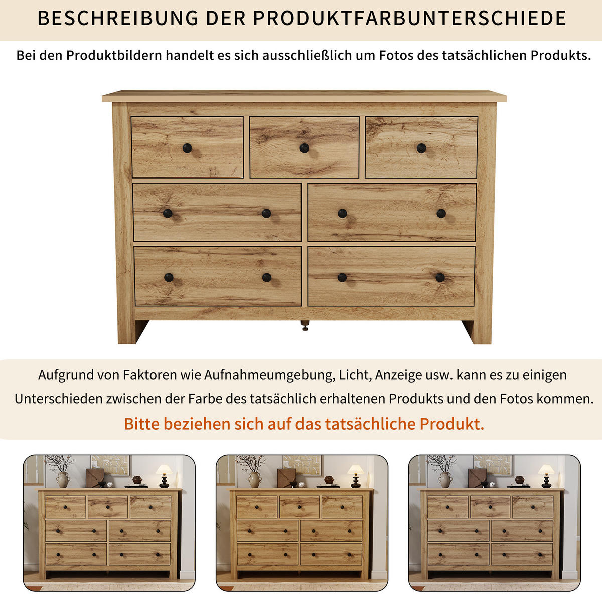 PŘÍBORNÍK z dřevotřísky 152x40x88,5 cm v přírodní barvě dřeva se 7 zásuvkami a tichým pojezdem - přírodní, kompozitní dřevo (152/89/40cm) - Modfu