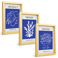 BILDER SET 3er Set - 20x30 cm Goldrahmen - Stilvolle blaue Poster - Goldfarben, Kunststoff (20/30cm) - TULUP