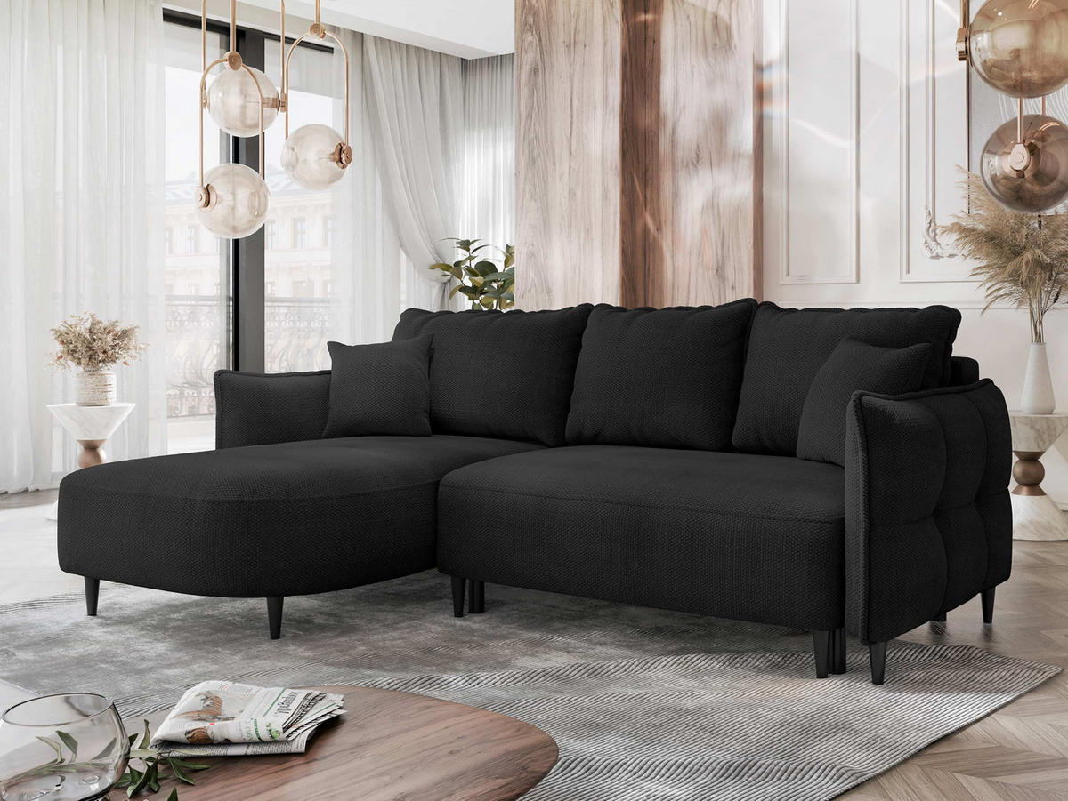 ECKSOFA Sycylia, Seite: Links - Anthrazit/Schwarz, Holz/Textil (244/165cm) - MIRJAN24
