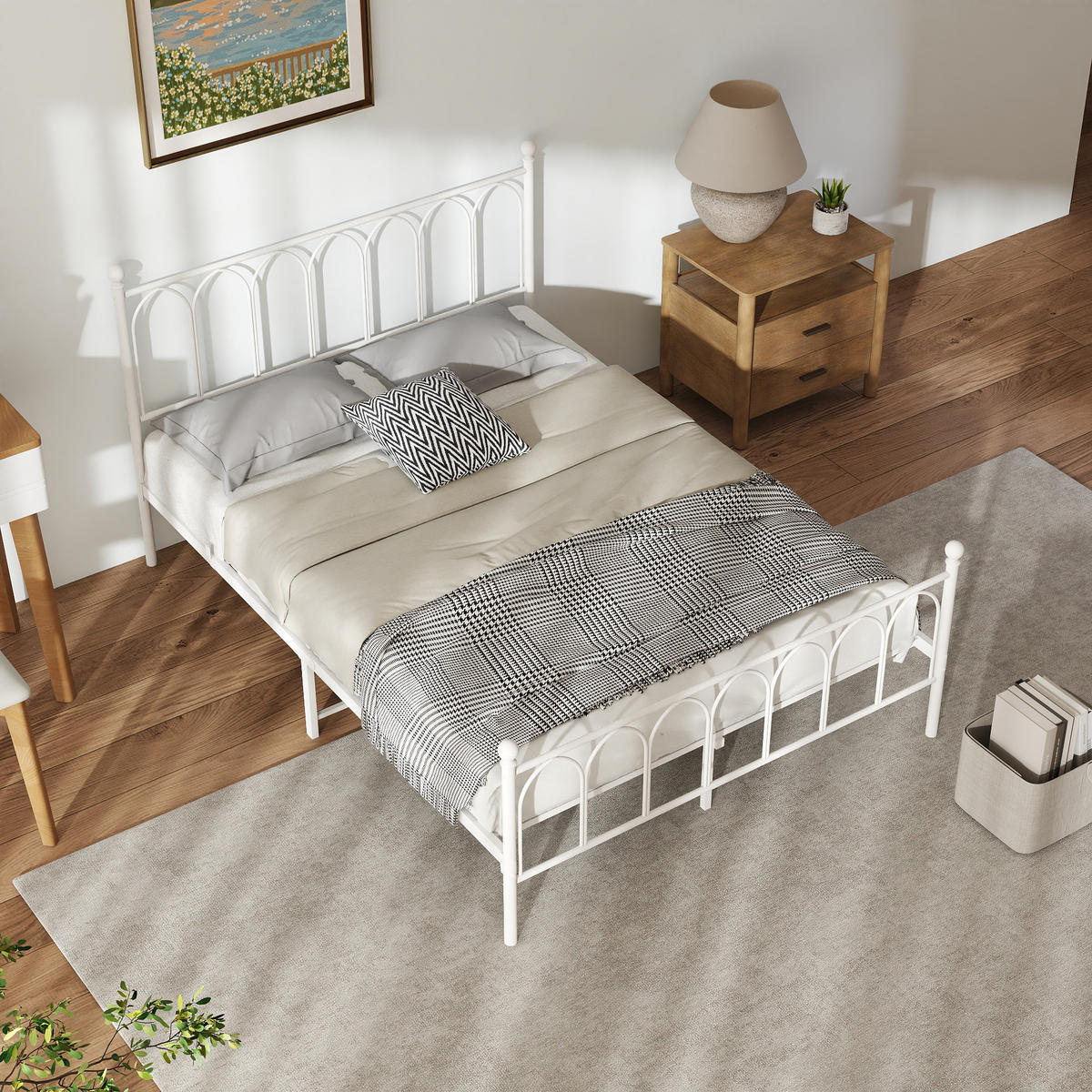 EINZELBETT 140/200 cm Weiß Bettgestell aus Metall - Weiß, Metall (140/200cm) - OKWISH