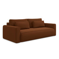 3-SITZER SOFA mit Schlaffunktion Samt Stoff Orange - Terracotta/Schwarz, Kunststoff/Textil (238/82/105cm) - LaMiaSofa
