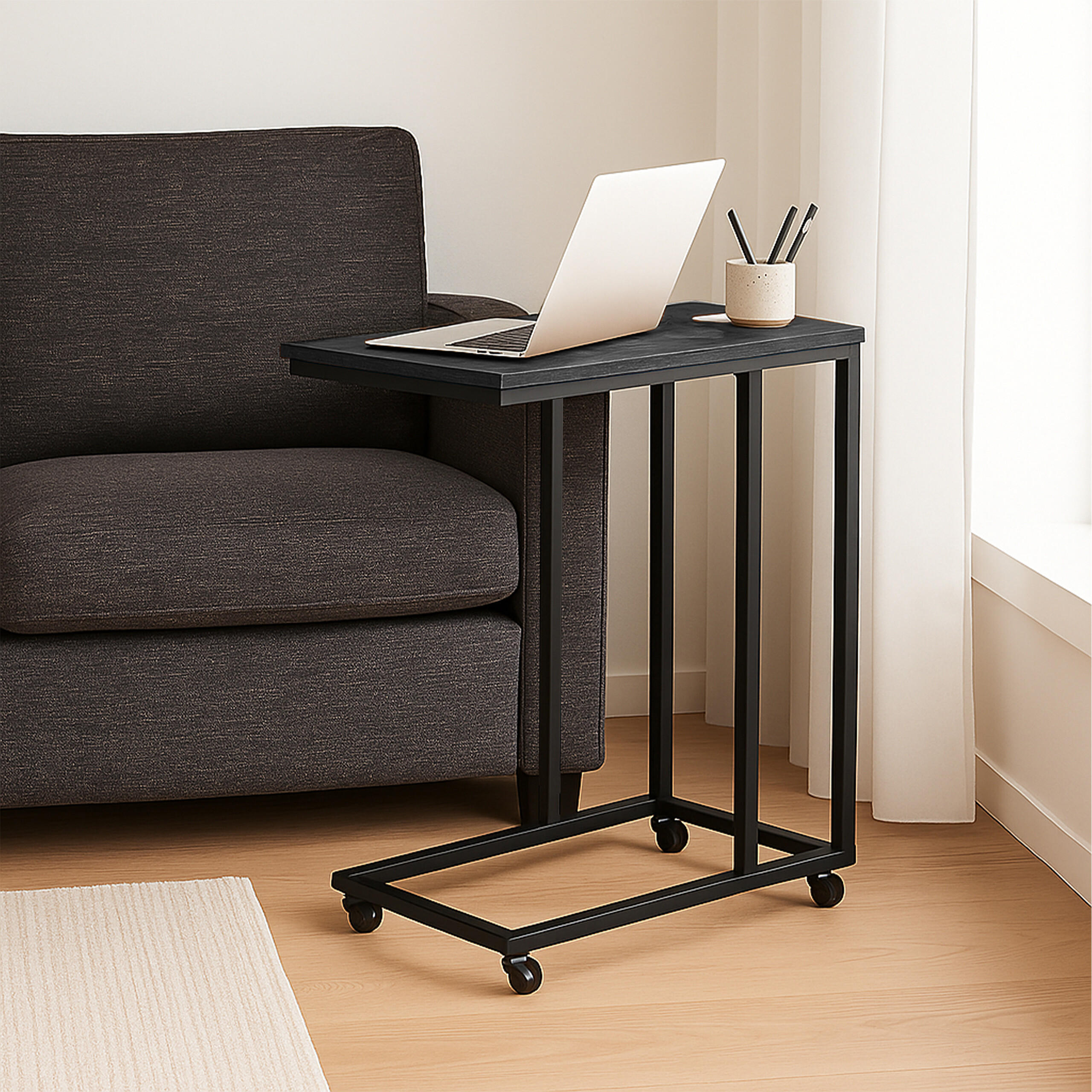 BEISTELLTISCH - Schwarz, Holzwerkstoff/Kunststoff (30/60/79cm) - Relaxdays