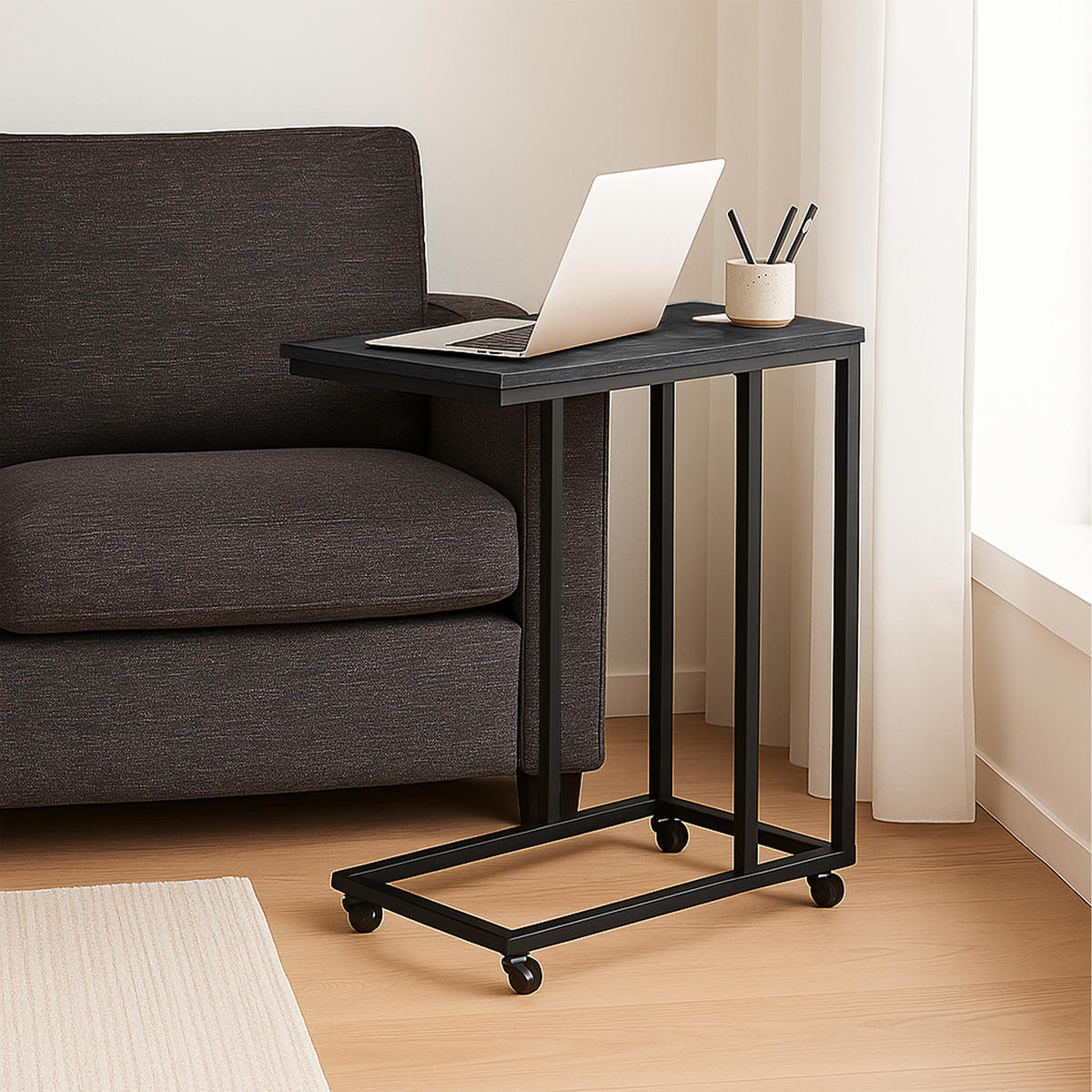 BEISTELLTISCH - Schwarz, Holzwerkstoff/Kunststoff (30/60/79cm) - Relaxdays