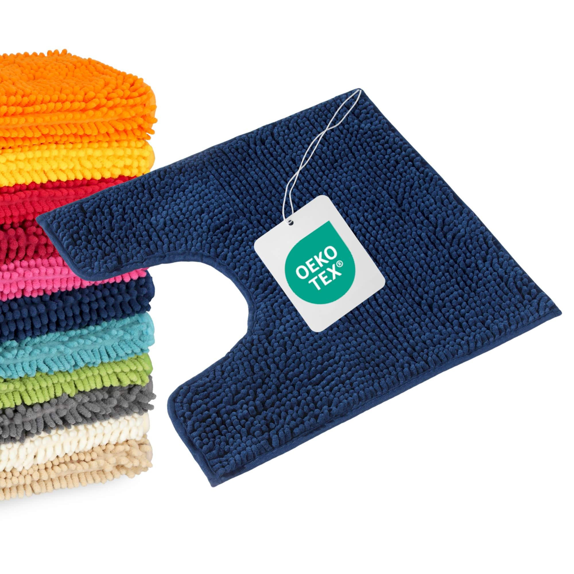 BADEMATTE MIT WC AUSCHNITT PARIS - Dunkelblau, Textil (45/45cm) - WohnDirect