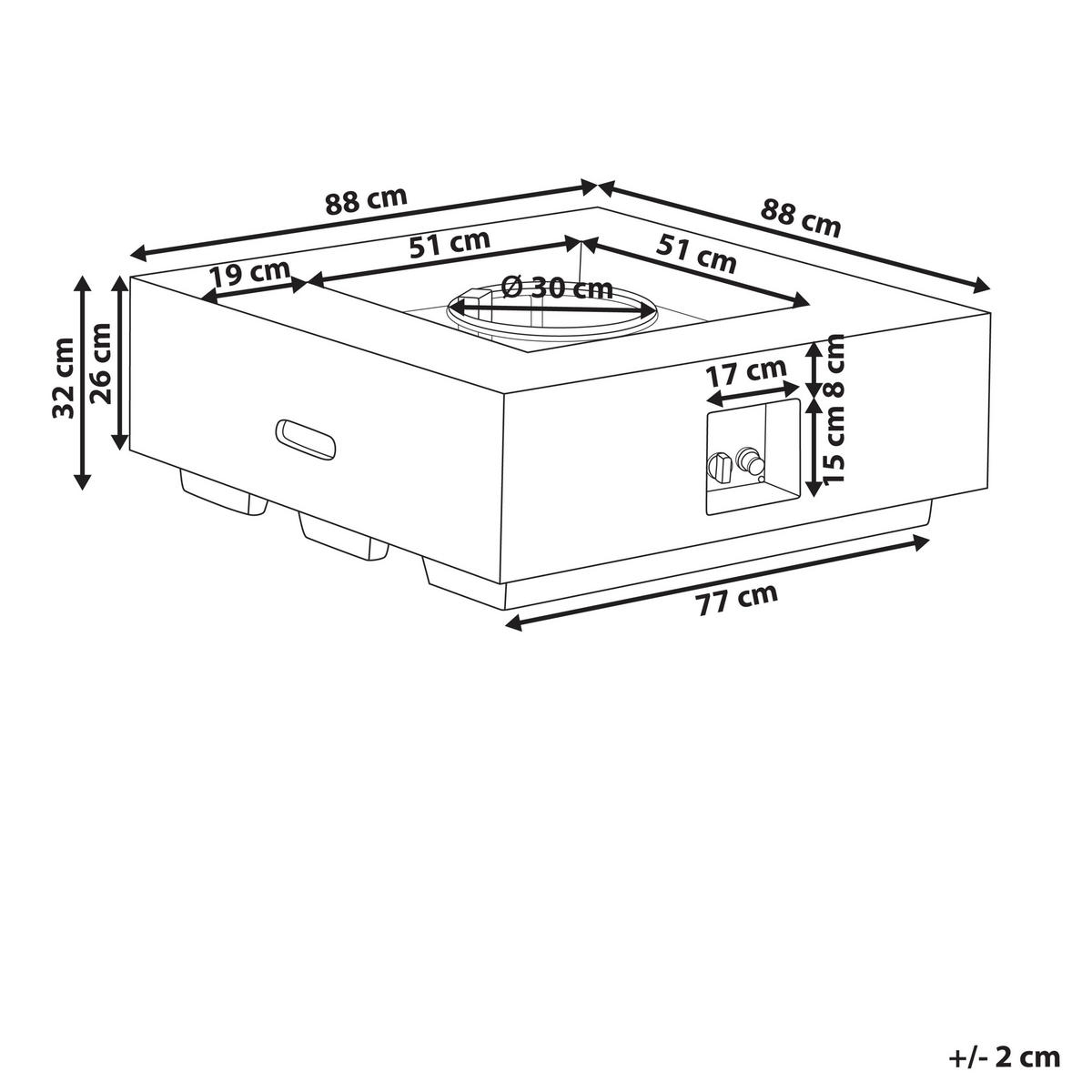 FEUERSTELLE Grau Hekla - Grau, Stein (88/32/88cm) - Beliani