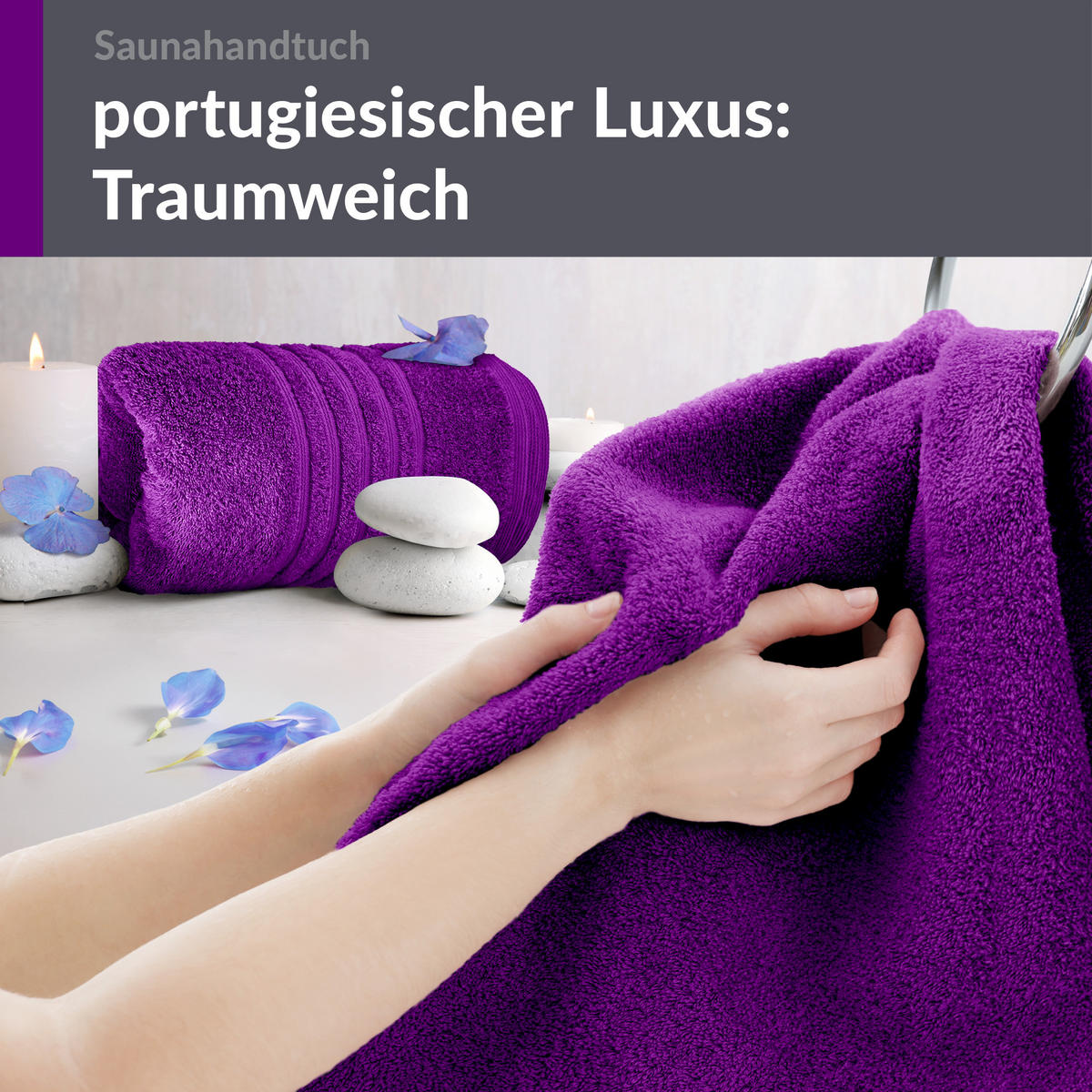 SAUNATUCH 80x200 cm 2er Set London Aubergine Lila - Aubergine, Textil (80/200cm) - Lashuma