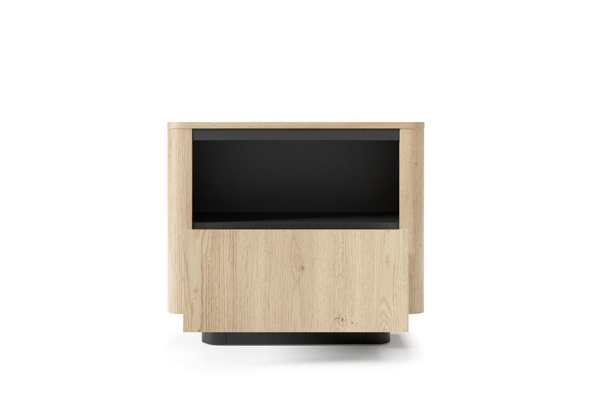 NACHTTISCH TORRO 63 cm Eiche Cremona mit schwarzen Akzenten - Eichefarben/Schwarz, Holz/Holzwerkstoff (63/50/38cm) - Ravio