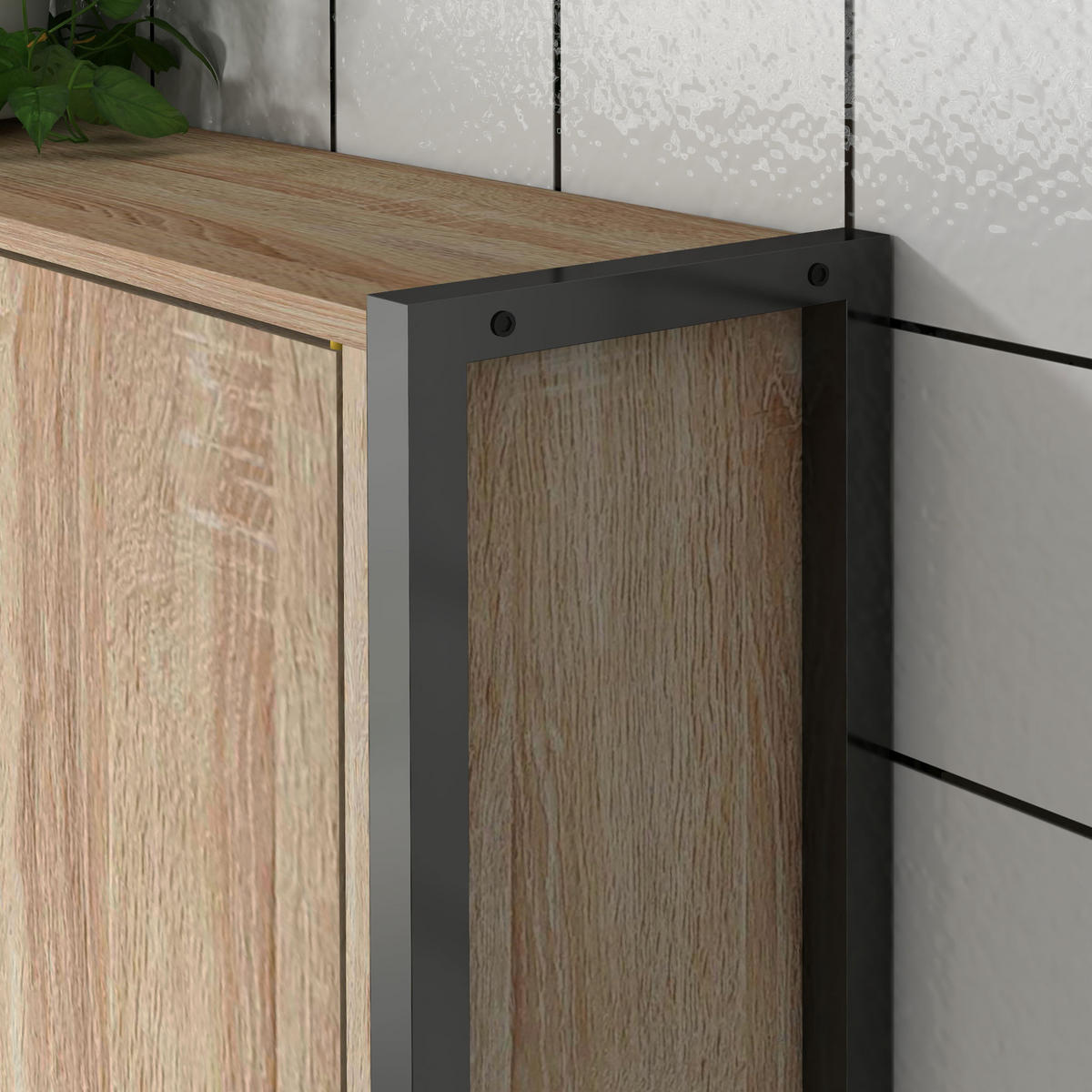 BADEZIMMERREGAL DE-15877 industrieller Stil Eichenoptik - Naturfarben, Holzwerkstoff (19/178/64cm) - ComfortXL